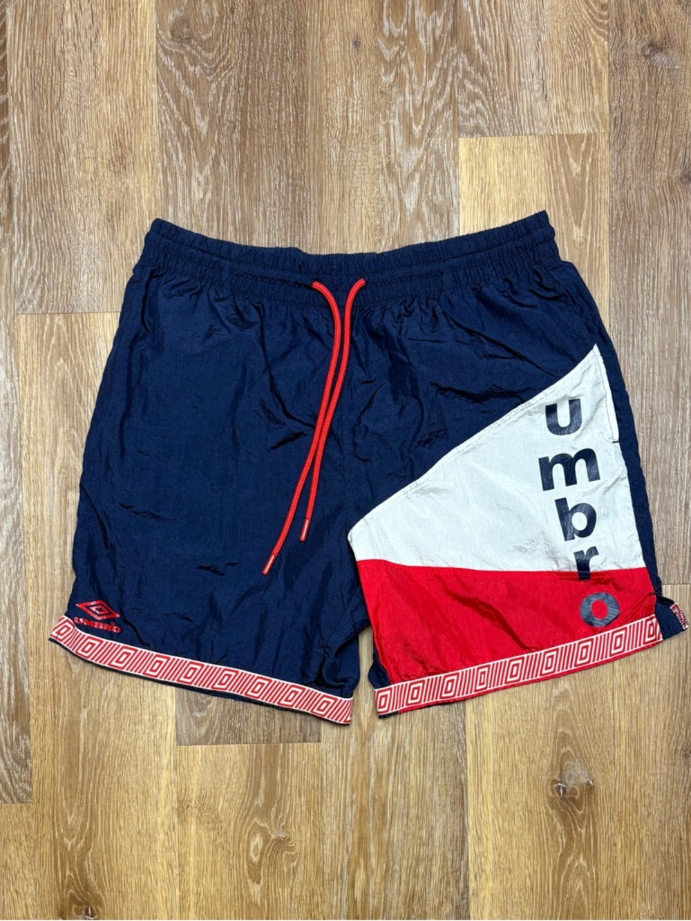 Umbro Navy, Red & White Colorblock Athletic Shorts